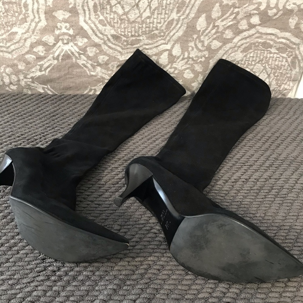 Sergio Rossi Black Suede Stretch High Boots, 9